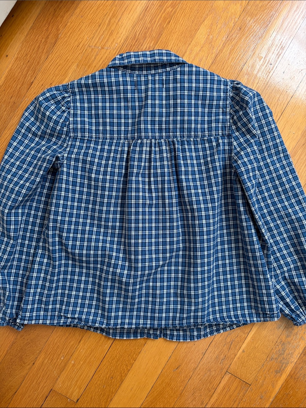 Madewell XXS Plaid Button Front Puff Sleeve Rounded Collar Blouse Top - Picture 10 of 12